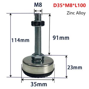 DIVATEN 1Pcs 304 Stainless Steel Furniture Leveling Foot M8 M10 M12 M14 Rubber Seat Table Leg Leveler Durable Anti Slip Rubber Damping Pad for Machine Tool Stability