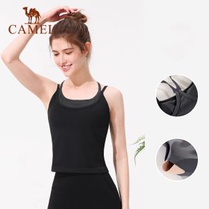 Camel womens breathable yoga bra sports knitted vest