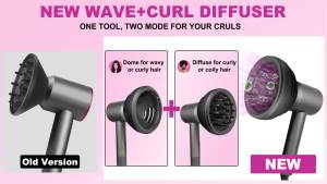 Wave+Curl Diffuser Nozzle for Supersonic Hair Dryer for HD01/02/03/04/08/15/16 accessories attachmentdiffuse dome modes to define waves curls coily reduce frizz smooth finish