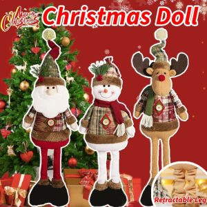 Christmas Doll Toy Cute Santa Claus Snowman Elk Retractable Leg Plush Doll New Year Xmas Kids Gift