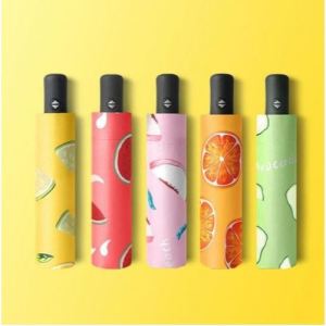 Adzkia35 Payung Lipat 3D Otomatis Buka Tutup Anti UV motif Korean Style Fruity Buah