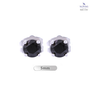 Xuping Anting Tusuk Silver Mata Hitam Bulat Fashion Wanita