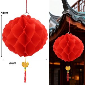 YESPERY 6-18 inches Chinese New Year Red Lanterns Waterproof Thicken Honeycomb Ball Pendant 2026 Festival Decoration