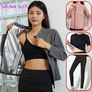 Fitness weight loss Sauna Suit Sweat Suit for women fast sweating track suit women sauna slimming coat with zipper sweat coat running Exercise Gym Anti Rip Suit