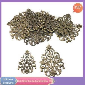 Graceful 20Pcs Bronze Copper Filigree Wraps Flower Connectors Metal Crafts Gift Decoration DIY Accessories
