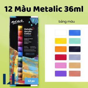 Bộ Màu Acrylic Ánh Kim Metallic Mont Marte 36ml – 12 / 24 Màu LIM ART