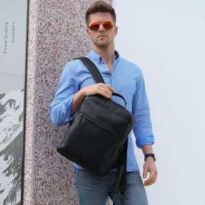 Smart King Korean Large Capacity Backpack For Men Genuine Cow Leather Fashion Business Casual 14 Inch Laptop Bag Outdoor Shoulder Bag