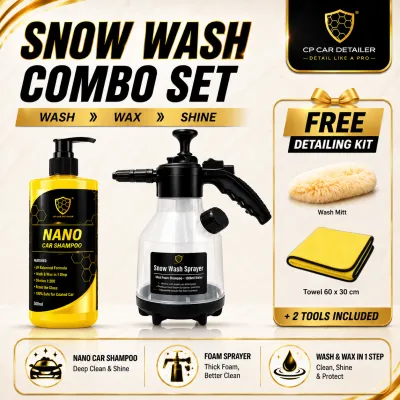 【CP CAR Detailer】Snow Wash Foam Set – Nano Car Shampoo + Foam Sprayer | 2-in-1 Wash & Wax | High Foam + Glossy Finish | Coating Safe