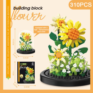 DIY Mini Flower Blocks Creative 3D Flowers Building Block Rose Bricks Toys With Lid Birthday Gift Decorate Bricks Bunga