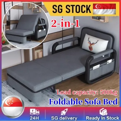 Singles Sofa Bed Lazy Foldable Sofa (Latex + solid wood bed boards) Bedroom Living Room Bed