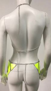 ชุดเครื่องประดับใหม่ข้ามพรมแดนยุโรปและอเมริกา โซ่หนังโฮโลแกรม โซ่ตัวสำหรับงานปาร์ตี้และเทศกาลดนตรี โซ่หน้าอกและเอวแบบกลิตเตอร์ #