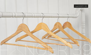 ไม้แขวนเสื้อ รุ่น มีร่องมีก้าน มีร่องคล้องสายเสื้อ ไม้แท้ 12 ไม้