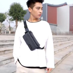 HAOSHUAI New Mens Casual Outdoor Travel Water Resistant Nylon Chest Waist Bag