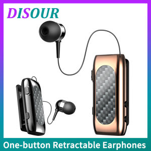 DISOUR Original Carbon Fiber K56 Business Bluetooth 5.2 Earphone One-button Retractable Headset Talk&Music 20 Hours With Mic Noise Cancelling Hifi Lavalier Sport Music Wireless Headphones