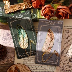 GIORGIONE STORE Vintage Vintage Feather Bookmark Feather Gold Stamped Book Page Marker Gift Brass Book Page Divider Office Stationery
