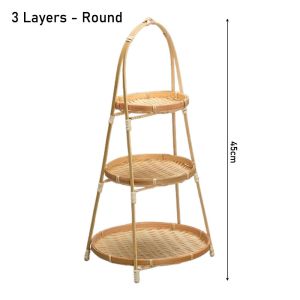 FELIZ 1Pcs for Kitchen Bamboo Woven Basket 1/2/3 Layer Fruit Food Vegetable Storage Basket Multi-function Standing Tray