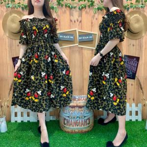 DRESS SABRI MICKEY LEOPARD 4456-144 DRESS WANITA TERBARU