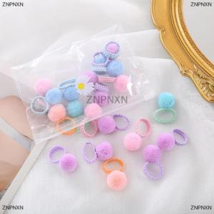 [COD] ZNPNXN 20Pcs Girls Colorful Plush Ball Elastic Hair Bands Kids Hair Ropes Rubber Bands Childrens Braided Headwear Hair Accessories