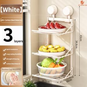 SG StockKitchen Suction Cup Prep Rack Multi-layer No-Drill Storage Rack Wall-Mounted Storage Rack Vegetable Storage Rack