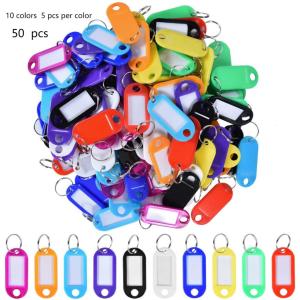 High quality 50 pcs mix colour Keychain Label ID Name Room Address TEL Number Marker Key Tag