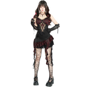 Halloween goth duchess tube top cos skirt babes wild party bar nightclub pure desire live streaming host costume