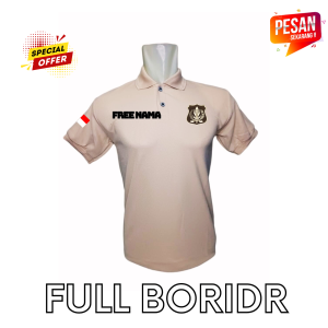 KAOS KERAH FREE NAMA LOGO SECURITY FULL BORDIR LENGAN PENDEK BANYAK PILIHAN WARNA BKS