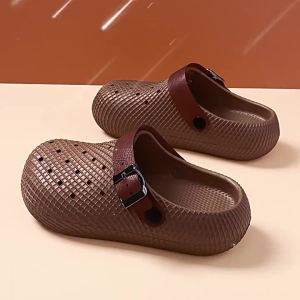 [Free Shipping] WomenS 2026 Summer New Style Slip-On Thick-Soled Slip-On Half Slippers With Anti-Slip Outsole Fashionable Perforated Sandals
