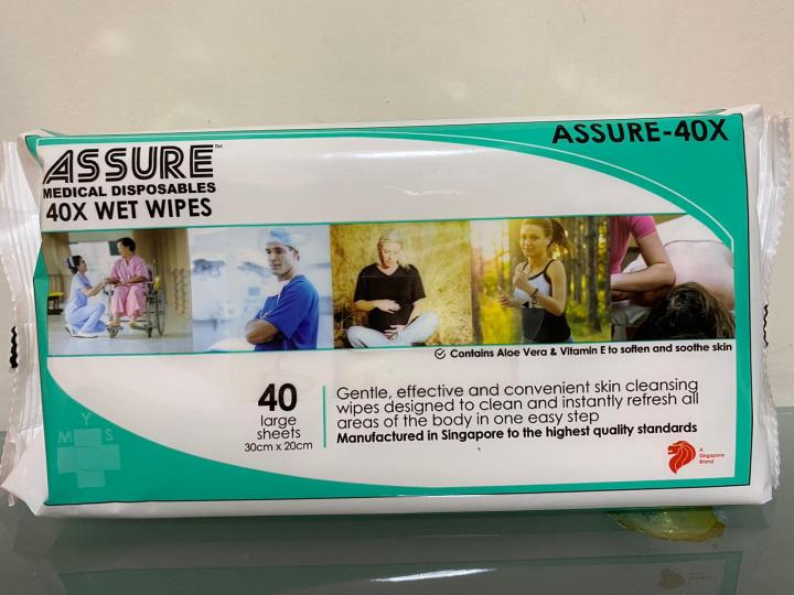 BUY 1 FREE 1 READY STOCK Assure Adult Body Wet Wipes Large 30cm x 20cm 1 Pack 40 Pcs Lazada Singapore