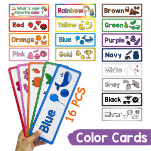 My First Colors Cognitive Visual Cards English Words Flashcards Educational Toy Toddler Flash Cards Montessori English Learning Tool for Kids Kindergarten Preschool Education