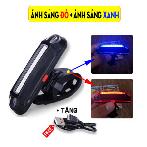 Đèn hậu xe đạp có sạc usb nhấp nháy 2 màu xanh đỏ cảnh bảo chống nước