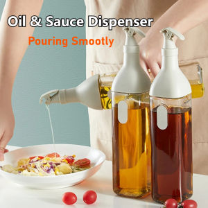 Oil Glass Dispenser Leak-proof Sauce Bottle Anti-Drip Oil Glass Bottle Seasoning Container Kitchen Supplies