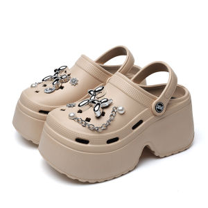 Free Shipping WomenS Thick-Soled Slippers New Summer Styles Perforated Design Height-Increasing Shoes Fashionable Outdoor Wear EVA Beach Sandals DIY Cloud-Shaped Sandals
