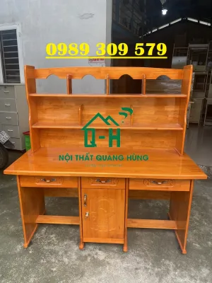 Bàn học sinh gỗ đôi cao cấp có kệ sách cho bé hcm