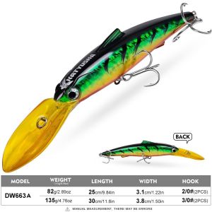MIRELAE Trolling Wobbler Fishing Lure Long Lip 25cm Length Artificial Hard Bait Deep 82g Weight Deep Sea Minnow Lure For Bass Fishing