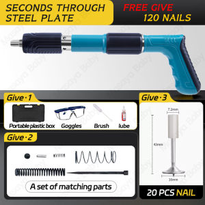 Nail Gun Manual Steel Nails Gun Nail【Free gift of 120 nails】Tacker Manual Steel Nails Gun Rivet Tufting Gun Powerful Fast Fastening Tool Multifunction Tufting Rivet Tool Concrete Wall
