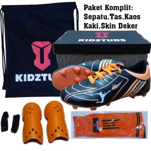 KIDZTUBS Sepatu Bola Anak Paket Komplit Sepatu Bola Tas Skin Deker Kaos Kaki Usia 6-10 Tahun Size 28 29 30 31 32 33 34 35 36 37 KDZ1722010825
