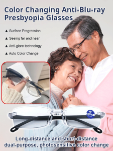 Frameless Cutting Edge Ultralight Color Changing Presbyopia Glasses