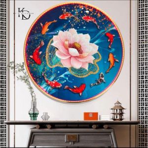 NORA Pajangan Dinding Kristal Porcelen Bunga Koi Pajangan Aesthetic 3D Hiasan Dinding Aesthetic LED