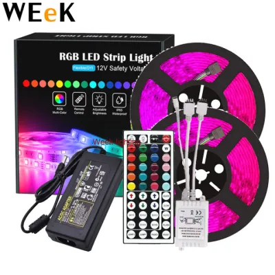 Lampu Led Strip Rgb 5050 3528 Outdoor 5m 10M controller remote adaptor tempel Hias kamar tidur