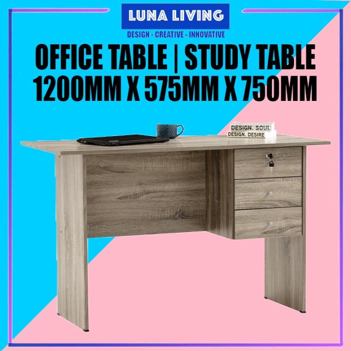 Study Table Writting Table Office Table with 3 Drawer Meja Belajar Jimatkan Ruang Lazada