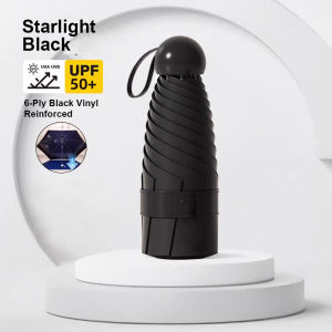 JF Capsule Mini UV Umbrella Protection UPF50+ Six-Folds mini Portable Umbrella (manual) Dual-Purpose heavy rain umbrella windproof