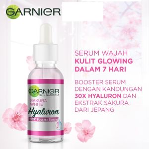Garnier Sakura Glow Hyaluron 30x Booster Serum | Serum Wajah - Ekstrak Sakura Jepang & Konsentrasi Tinggi 30x Hyaluron (7 Hari Glowing)