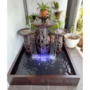 S43 Brown Feng Shui 4x3 Water Pond Fountain Kolam Air Sandstone Garden Water Feature Balinese 风水流水喷泉瀑布池 Fish Waterfall