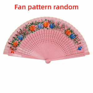 FEELINGS Painted Surface Wooden Folding Fan Folding Mechanism Double Sided Double Sided Fan Classical Style Hollow Out Design Wedding Favors Fan Wedding Favors
