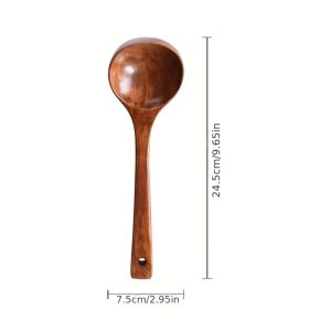 1pc Non-Stick Wooden Cooking SpoonDaily Solid Anti-scalding Soup Ladle For Kitchen
