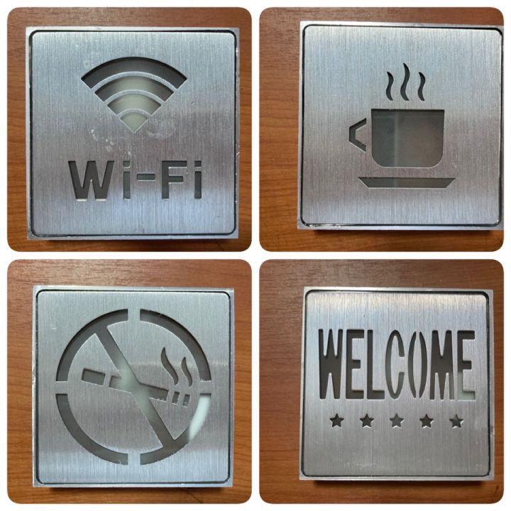 ป้ายไฟอลูมิเนียม LED ติดผนัง ( WELCOME , Wi-Fi , Coffee , No Smoking ...