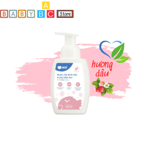 Nước Rửa Bình Sữa Núm Vú Aoi Chai Vòi 300ml Nước Rửa Các Vật Dụng Chén Thìa Đồ Chơi Cho Bé
