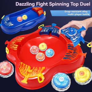 4PCS Boxed Metal Battle Spinning Top Set Spinner Fidget LED Spinning Toy With Launcher Stadium Mainan Gasing Parent-Child Battle Spinning Top Kids Gift Kids Mini Toys Two-color
