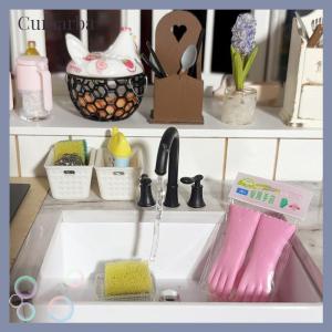 [Cumarba] ถุงมือยาง1คู่ตุ๊กตาขนาดเล็กถุงมือทำความสะอาดแบบยาวจำลองอุปกรณ์ตกแต่งห้องครัวบ้านตุ๊กตา1:12เฟอร์นิเจอร์