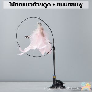 (COD) ไม้ล่อแมว แบบถ้วยดูดสูญญากาศ ของเล่นแมว Cat toy ขนนก ไม้ตกแมว ไม้แหย่แมว สําหรับแมว